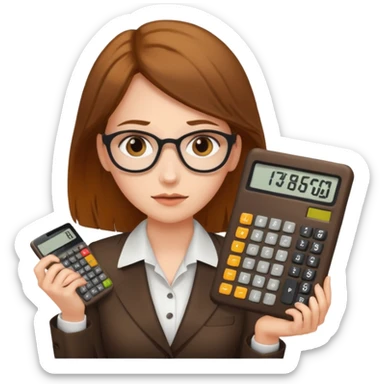 female accountant with calculator covered in shit sticker