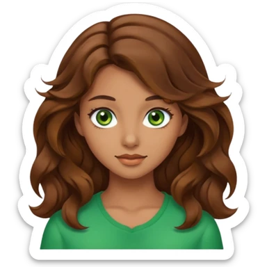 A pretty girl with tan skin and brown wavy hair sticker
