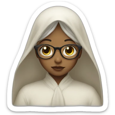 veiled girl with glasses praying sticker
