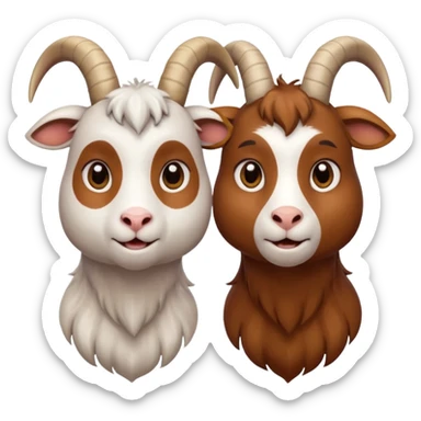 Two goats staring at each other one is anxious one is a chill guy sticker