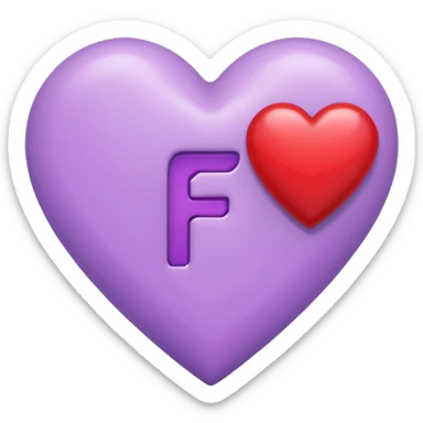 un corazon rojo CON LA LETRA F EN EL CENTRO DE COLOR LILA sticker