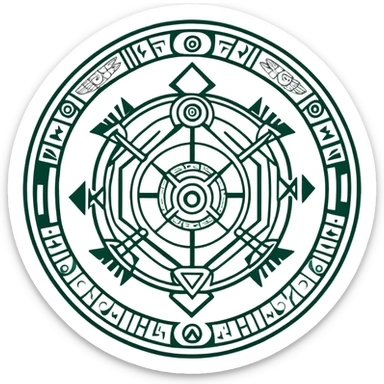 Ancient Maya symbols for message sending and receiving, stylized with authentic Maya animal messengers. Only dark green (#013220) lines on white background, geometric sticker