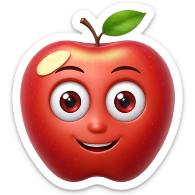 crea una manzana tipo emoji con  ojos y boca 3d tipo pixar sticker