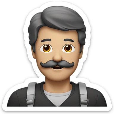 Un homme avec une moustache carré noire sous le nez, des cheveux noirs plaqués, un képi rouge et gris et le bras levé à 45 degrés  sticker