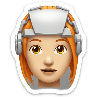 Head Female cyborg orange hair and circuits sticker