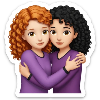 Gurl with black curly hair hugging a reddish blonde haired girl  sticker