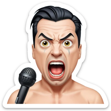 till lindemann, metal musician, screaming with mirophone sticker