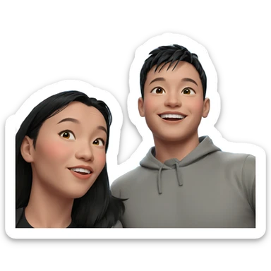 smiling girl and boy portrait sticker