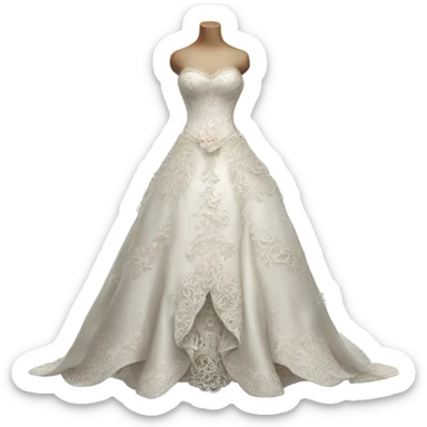 Hyper Realistic ornate and detailed Whimsical Wedding dress displays sticker