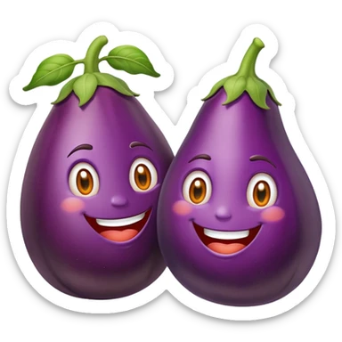 eggplant and peach combined in a humorous way sticker