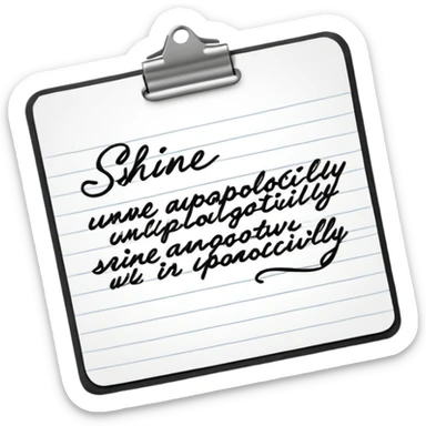 handwritten note "shine unapologetically" elegant style sticker