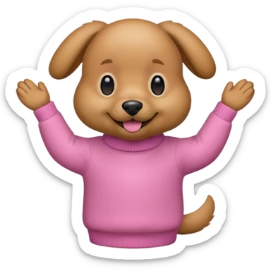 Udělat emoji z mého psa s růžovým svetrem  sticker