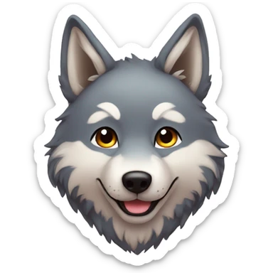 a kawaii wolf with butterflies sticker