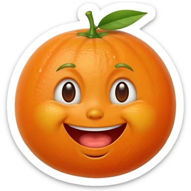 tangerine fruit with a laughing-crying expression sticker