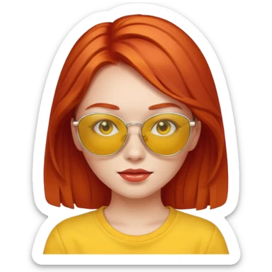 red head girl with yellow sunglasses sticker