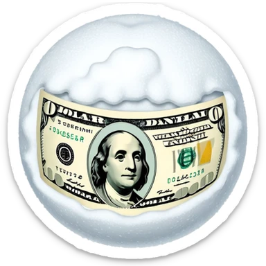 Snow ball with dollar bills  sticker