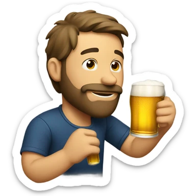 guy drinking a beer sticker