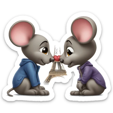 two mouses kissing at the effiel tower sticker
