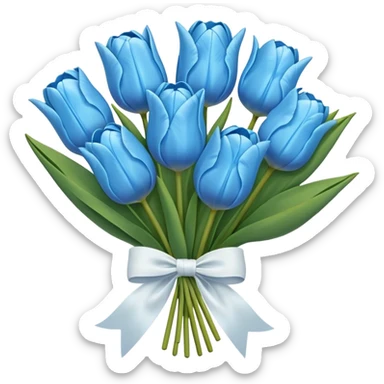 sky blue tulip bouquet with bow sticker