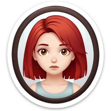 girl with bad hair dye brown eyes and pale skin looking in the mirror sticker