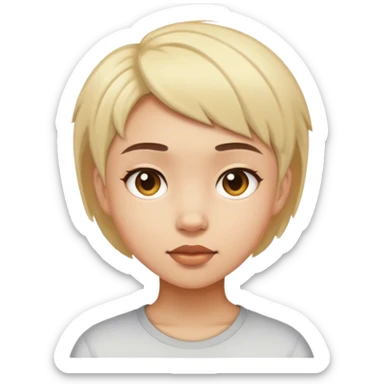 realistic portrait of girl with boys hair  sticker