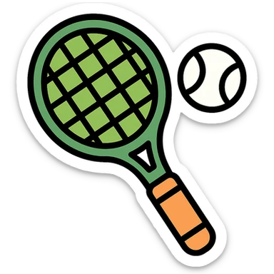 tennis racket, color icon style, simple and clear, green and white color palette sticker