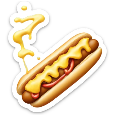 yellow emoji guy with his mouth open eating a hotdog dripping milk sticker