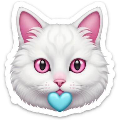 gatito blanco con ojos de enamorado sticker
