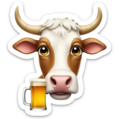 A cow drinking a beer  sticker