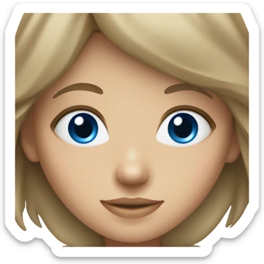 Girl with light brown hair and blue eyes and bangs  sticker