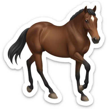 Brown horse with black man and tail running ￼ sticker