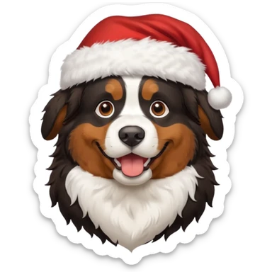 Bernese mountain dog wearing Santa hat sticker
