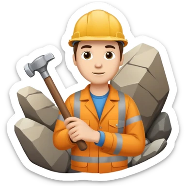 Geologist with hammer examining rocks in the Khibiny mountains sticker