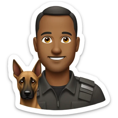 man with Belgian Malinois  sticker