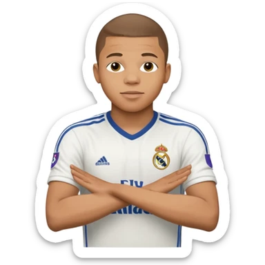 Mbappe hands crossed celebration for Real Madrid sticker