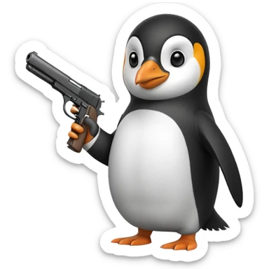 Penguin with a gun sticker