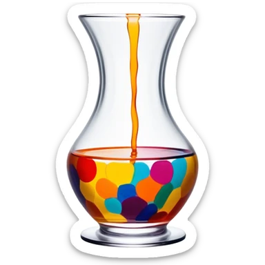 Glass painting icon, hand-painted colorful patterns on a glass surface, visible fine paintbrush and glass object like a vase or decorative plate, bright vibrant colors, no finished artwork, just the painting process, minimalistic style, clean lines, transparent background. sticker