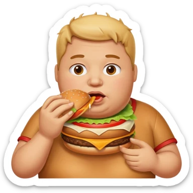 Fat guy eating a burger sticker