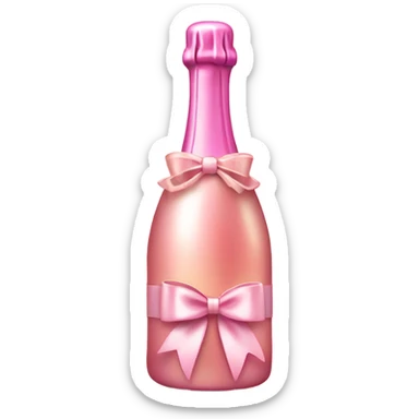 Pink champagne bottle with pink champagne with bow sticker