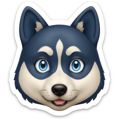 Dark black Husky with blue eyes with a very confused look on his face sticker