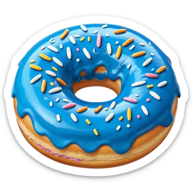 A donut with blue icing  sticker