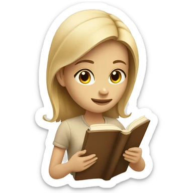 Girl reading a book. In beige tones  sticker