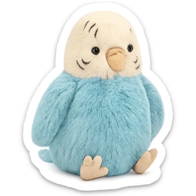 cute sky blue budgie jellycat plushie sticker