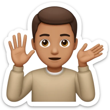 Emoji with a straight face and hand held out like bruh sticker