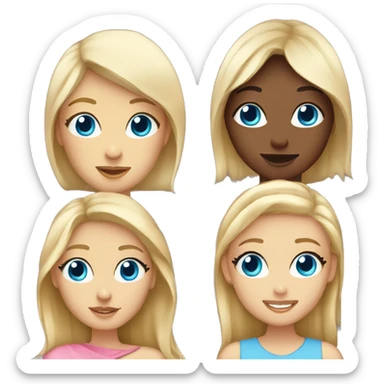 Mother blue eyes and daughter blue eyes and blonde with pink sticker
