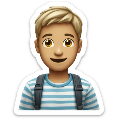 smiling boy in striped shirt sticker