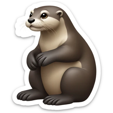 Otter holding rock sticker