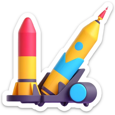 Make this missile battery look futuristic in 3D emoji style with no background, focusing on smooth shapes and vibrant colors. sticker