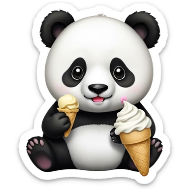 Panda eating ice cream sticker