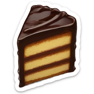 piece of Cake with many layers and a chocolate glaze sticker